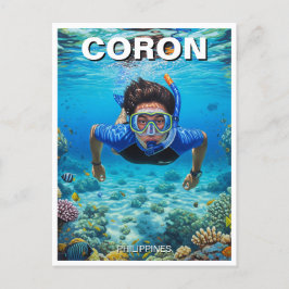 Coron Philippines Scuba Diver Vykort