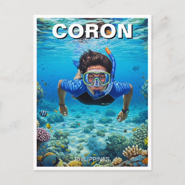 Coron Philippines Scuba Diver Vykort (Framsida)
