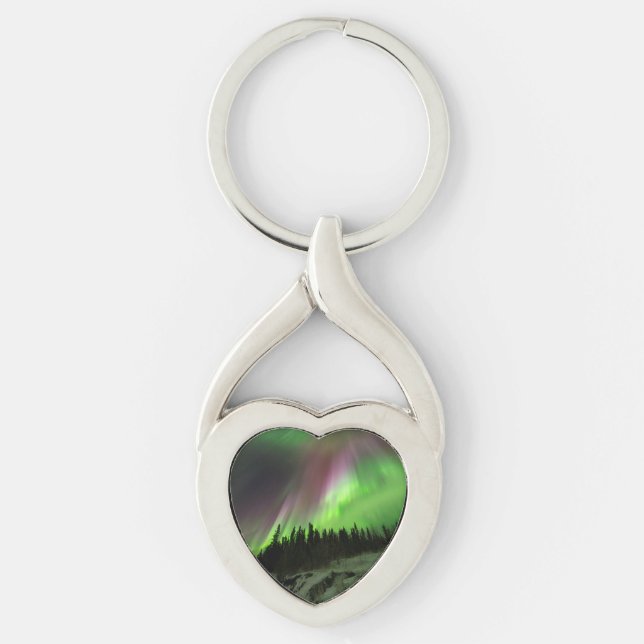 Corona Aurora Twisted Heart Silverfärgad Nyckelring (Framsidan)