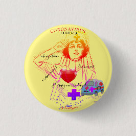 Corona badge rond 3,2 cm knapp