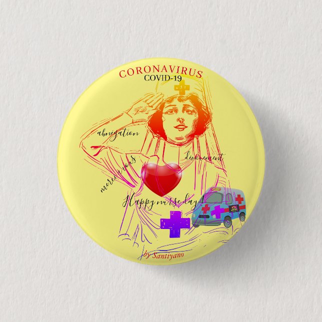 Corona badge rond 3,2 cm knapp (Framsida)