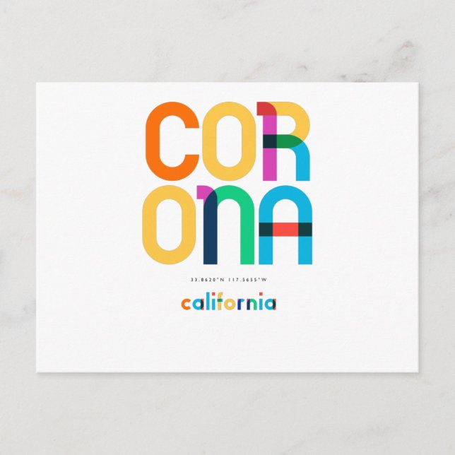 Corona California Mid Century, Pop Art. Vykort (Framsida)
