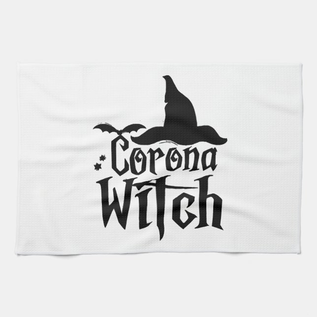 Corona Häxa Halloween , Rolig Halloween , Kökshandduk (Horisontell)