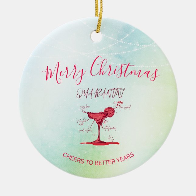Corona jul Helgdag Quarantini Martini Grönt Julgransprydnad Keramik (Framsidan)