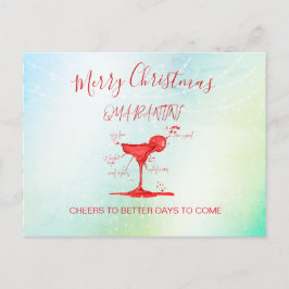 Corona Julens Helgdag Grönt Quarantini Martini Vykort