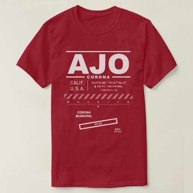 Corona Municipal Airport AJO T Shirt (Design framsida)