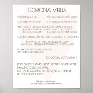 Corona Virus Advice Poster för arbetsplats, hem