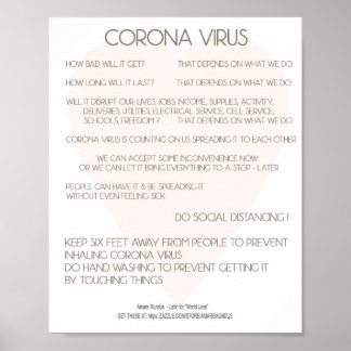 Corona Virus Advice Poster för arbetsplats, hem