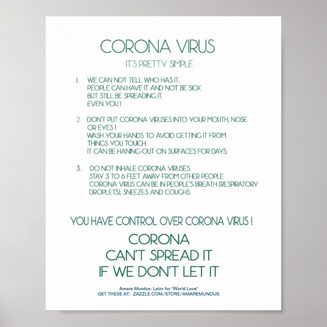 Corona Virus Fact lakan poster arbetsplatsen (Framsidan)