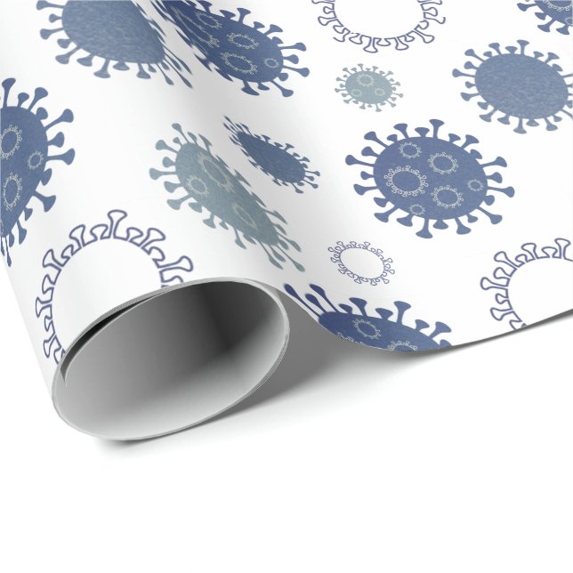 Corona Virus Mönster COVID-19 Blue Grönt Presentpapper (Rullad Hörn)