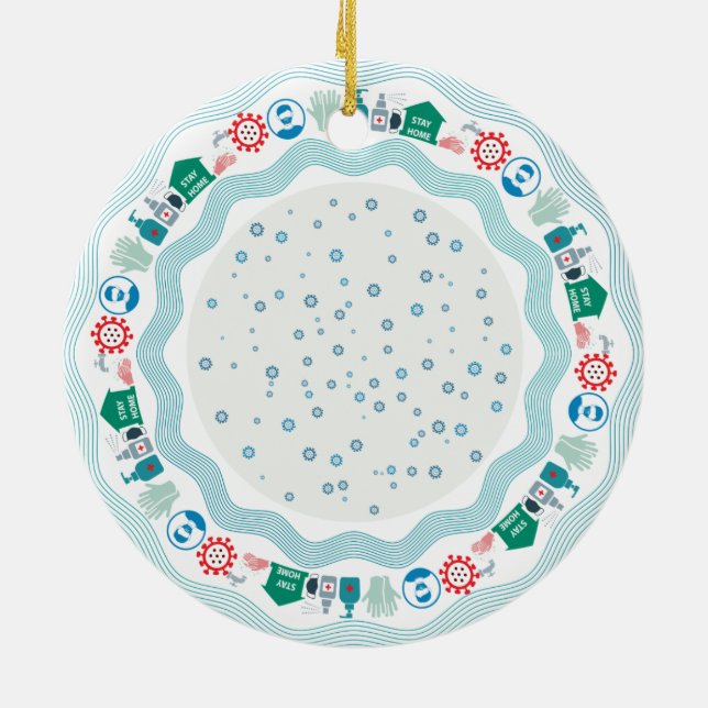 Corona Virus Pandemic World Julgransprydnad Keramik (Baksidan)