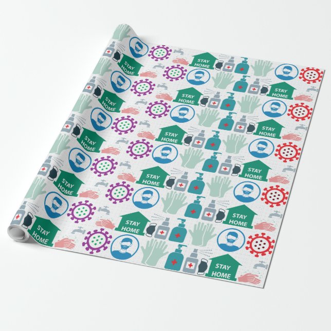 Corona Virus Protection Wrapping Papper Presentpapper (Utrullad)