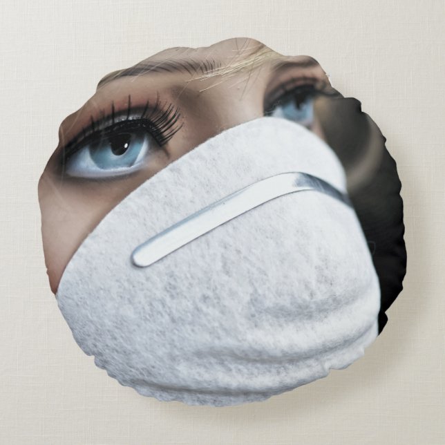 Corona Virus Protective Mask Rund Kudde (Baksidan)
