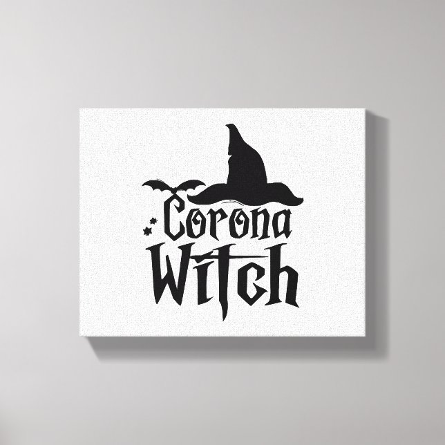 Corona Witch Halloween, Funny Halloween Canvastryck (Framsida)