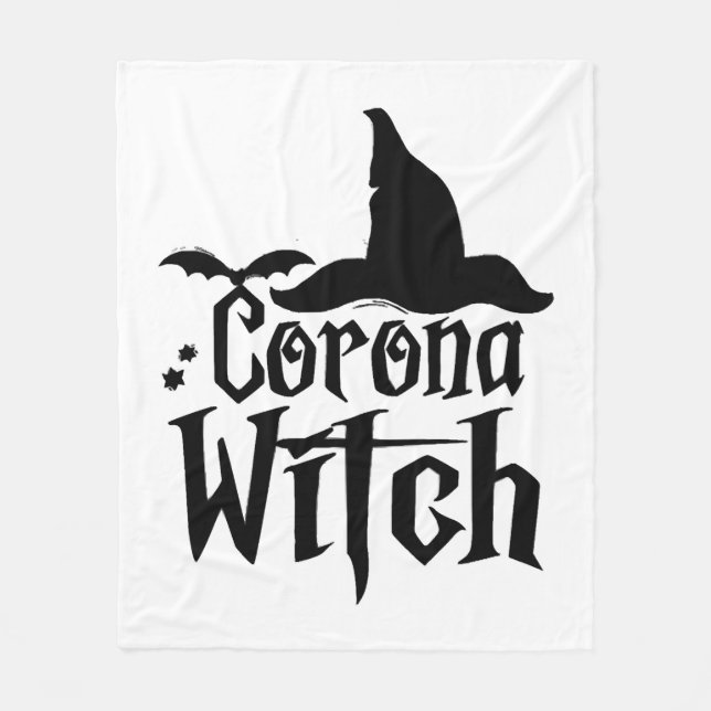 Corona Witch Halloween, Funny Halloween Fleecefilt (Framsidan)