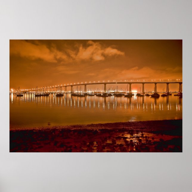 Coronado Bay-bron vid nattPoster Poster (Framsidan)