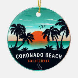 Coronado Beach California Retro Sunset Souvenirs Julgransprydnad Keramik