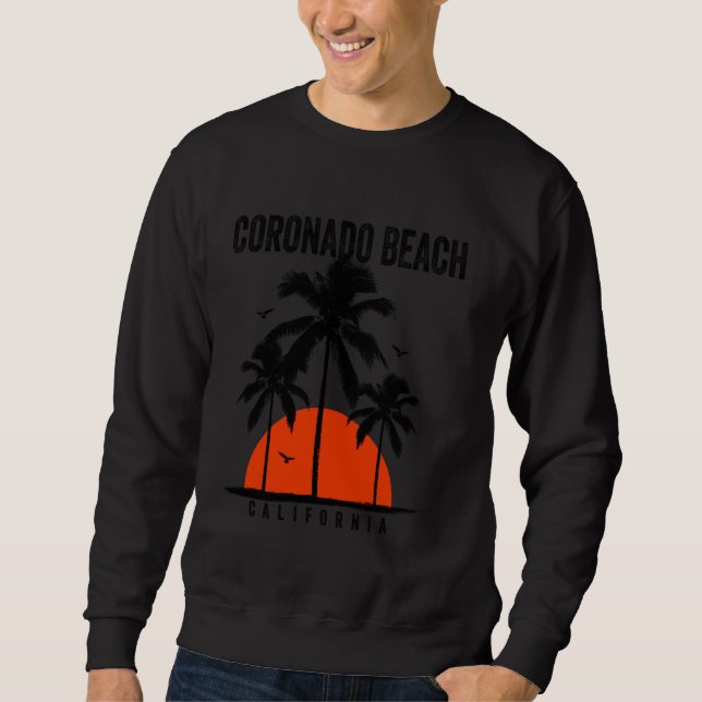 Coronado Beach California Surfing Surfboarding Lång Ärmad Tröja (Framsida)