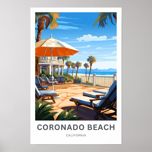 Coronado Beach California Travel Print Poster (Framsidan)