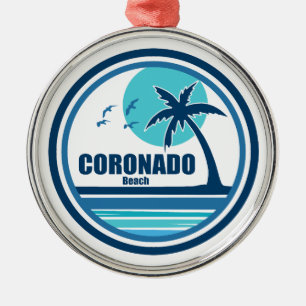 Coronado Beach Kalifornien Palmträd Fåglar Julgransprydnad Metall