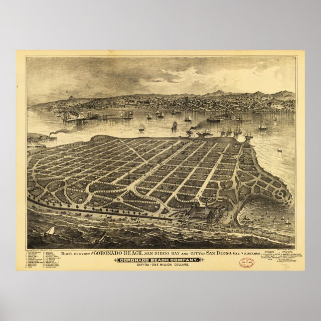 Coronado Beach San Diego California (1880) Poster (Framsidan)