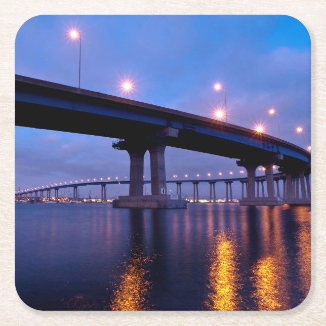 Coronado Bridge i Dusk Underlägg Papper Kvadrat (Framsidan)