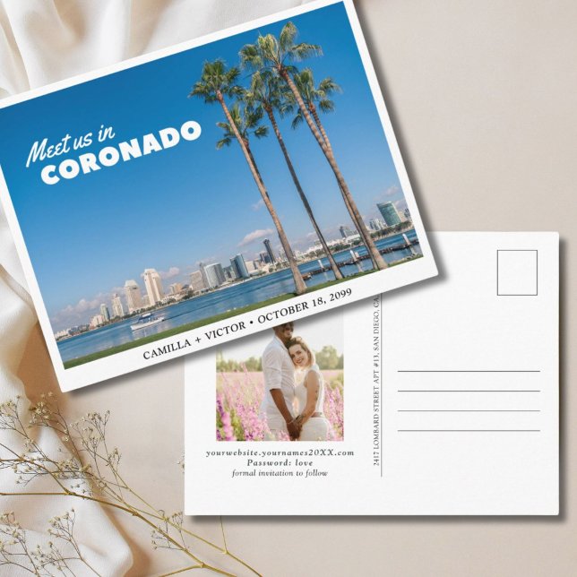 Coronado Bröllop i centrala staden Spara vykortet  Vykort (Coronado Island Wedding Downtown Save the Date Postcard
)