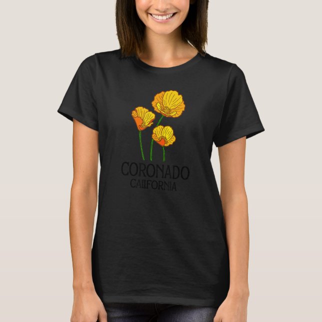 Coronado California CA Poppy Flower State City Vin T Shirt (Framsida)