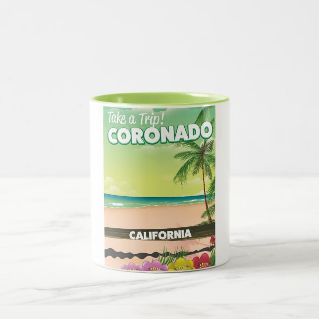 Coronado Kalifornien strand reseskylt Två-Tonad Mugg (Center)