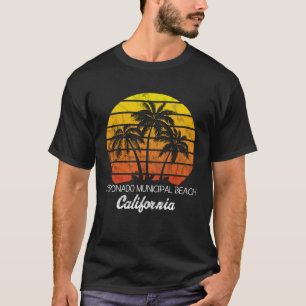 Coronado Municipal Beach CA vintage sunset handfla T Shirt