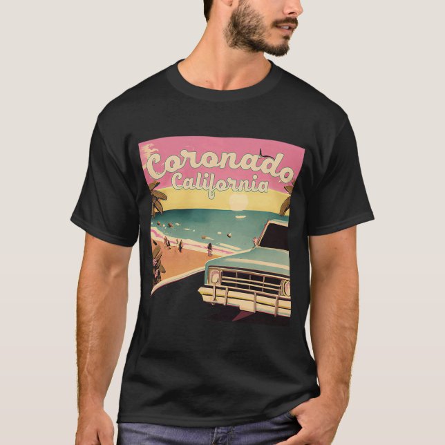 Coronado Retro Beach Vacation Graphics Coronado Su T Shirt (Framsida)