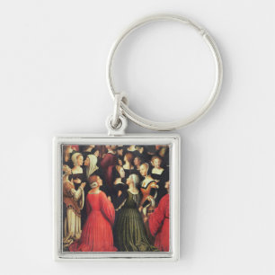 Coronation av oskulden, 1513 (olja på panelen) fyrkantig silverfärgad nyckelring