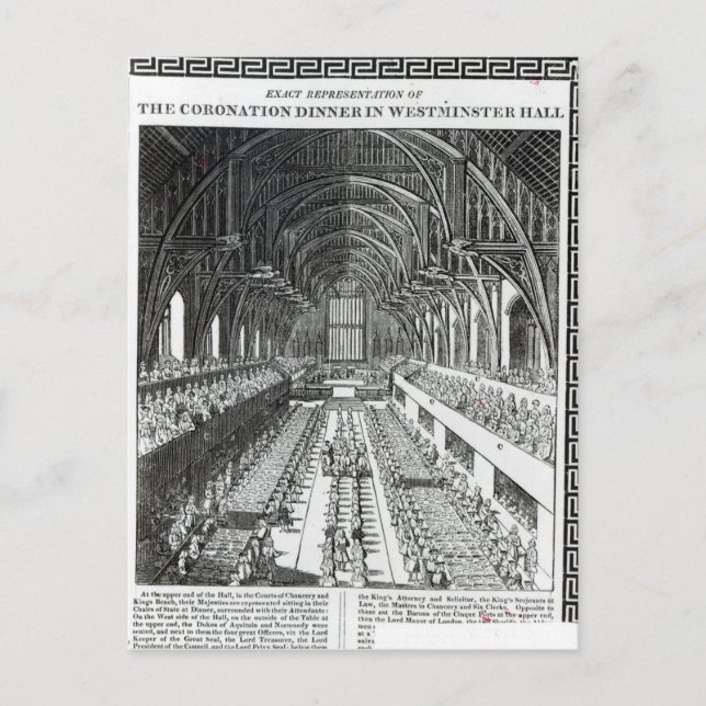 Coronation Banquet i Westminster Hall Vykort (Framsida)