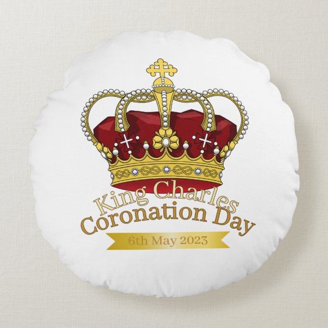 Coronation Day Krona Rund Kudde (Framsidan)