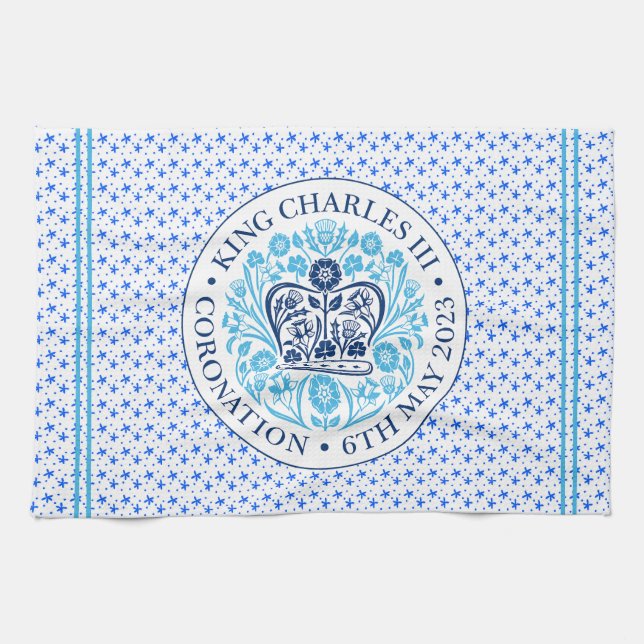Coronation Emblem från Kung Charles III Kökshandduk (Horisontell)