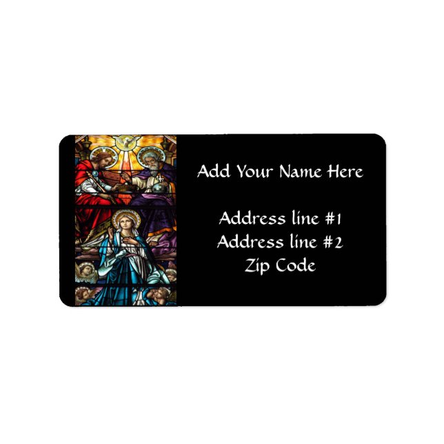 Coronation of Blsed Virgin Mary Stached Glass Adressetikett (Framsidan)