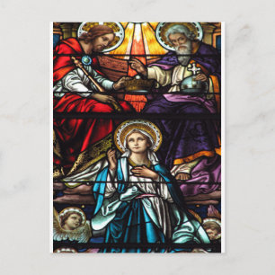 Coronation of Blsed Virgin Mary Stached Glass Vykort