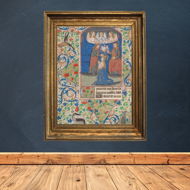 Coronation of Mary Medieval Illuminated Manuscript Poster (Coronation of Mary Medieval Illuminated Manuscript Catholic Christian Poster)