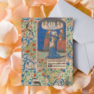 Coronation of Mary Medieval Illuminated Manuscript Vykort
