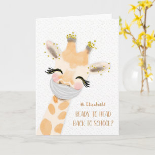 Coronavirus Back to school Giraffe w/Mask Kort