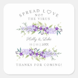 Coronavirus Gel Purple Flower Wedding Wreath Fyrkantigt Klistermärke
