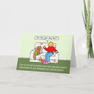 Coronavirus Self-isolering pratar med Pet Hund. Kort