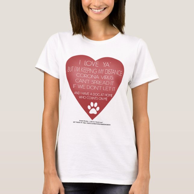 Coronavirus social avstånd hundälskare t shirt (Framsida)