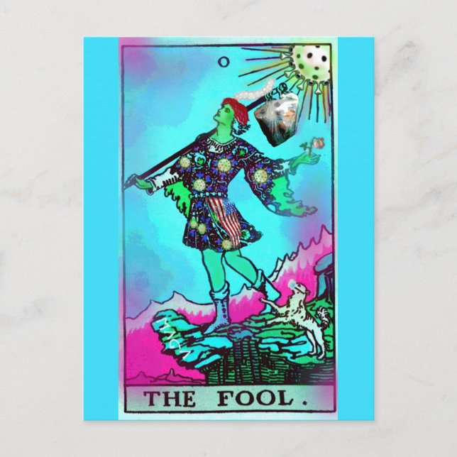 Coronavirus Tarot Card, vykort för fool (Framsida)