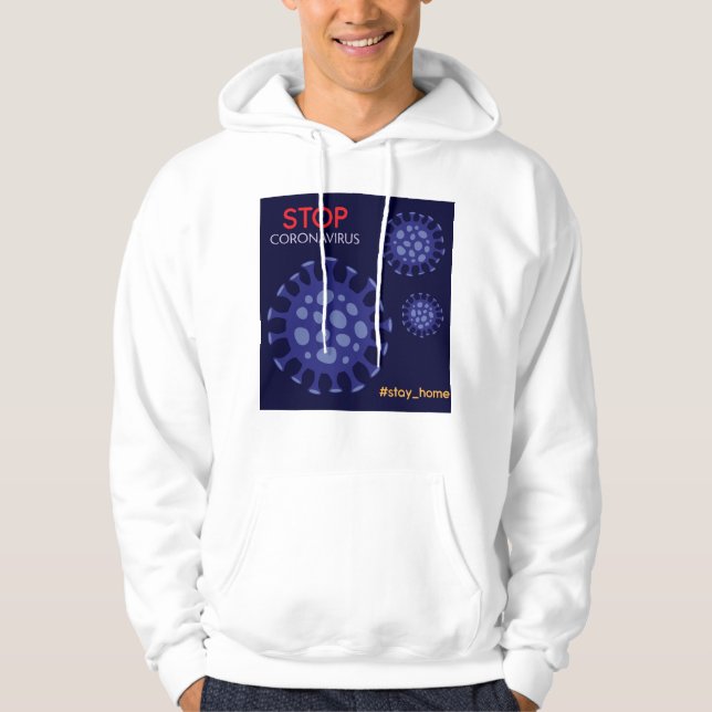 Coronavirus tecknad, stanna hemma hoodie (Framsida)