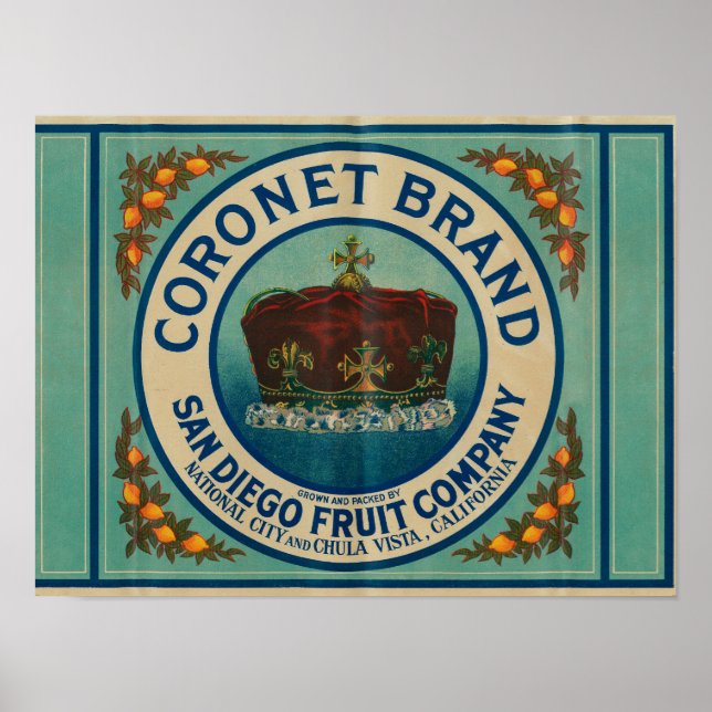 Coronet Lemon LabelChula Vista, CA Poster (Framsidan)