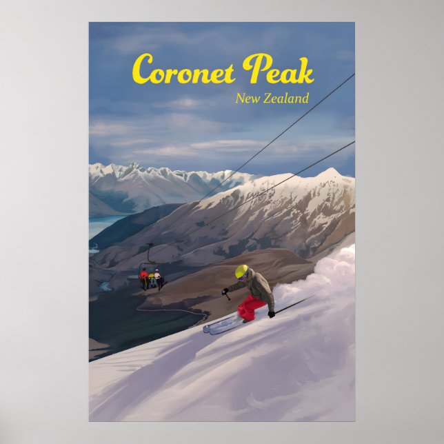 Coronet Peak Skidområde Reseskylt Poster (Framsidan)
