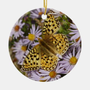Coronis Fritillary på Aster Flowers i Grand Teton Julgransprydnad Keramik