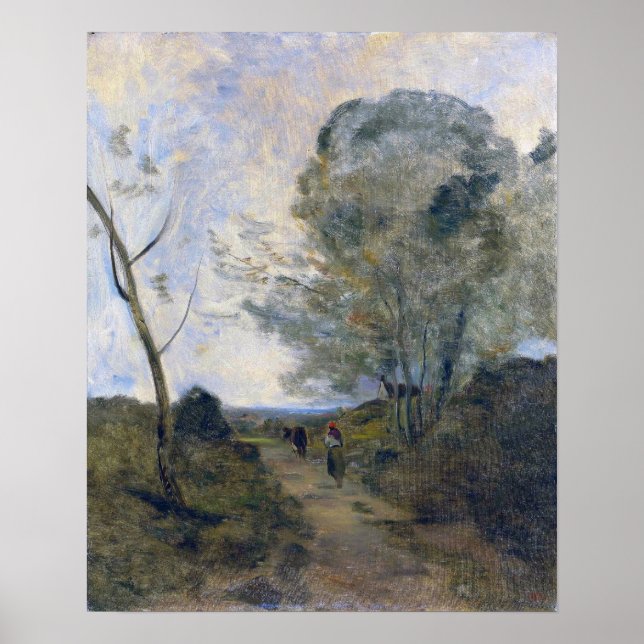 Corot - Arleux Peasant Driving Pasture Cow 1865 Poster (Framsidan)