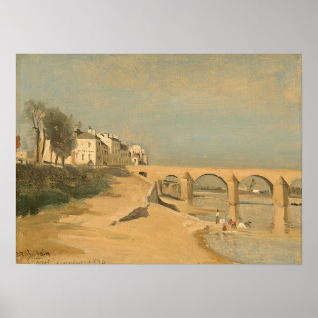 Corot - Bron över Saonefloden vid Macon Poster (Framsidan)